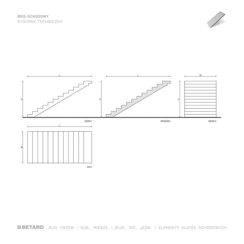 Biegi schodowe prefabrykowane - rzut
