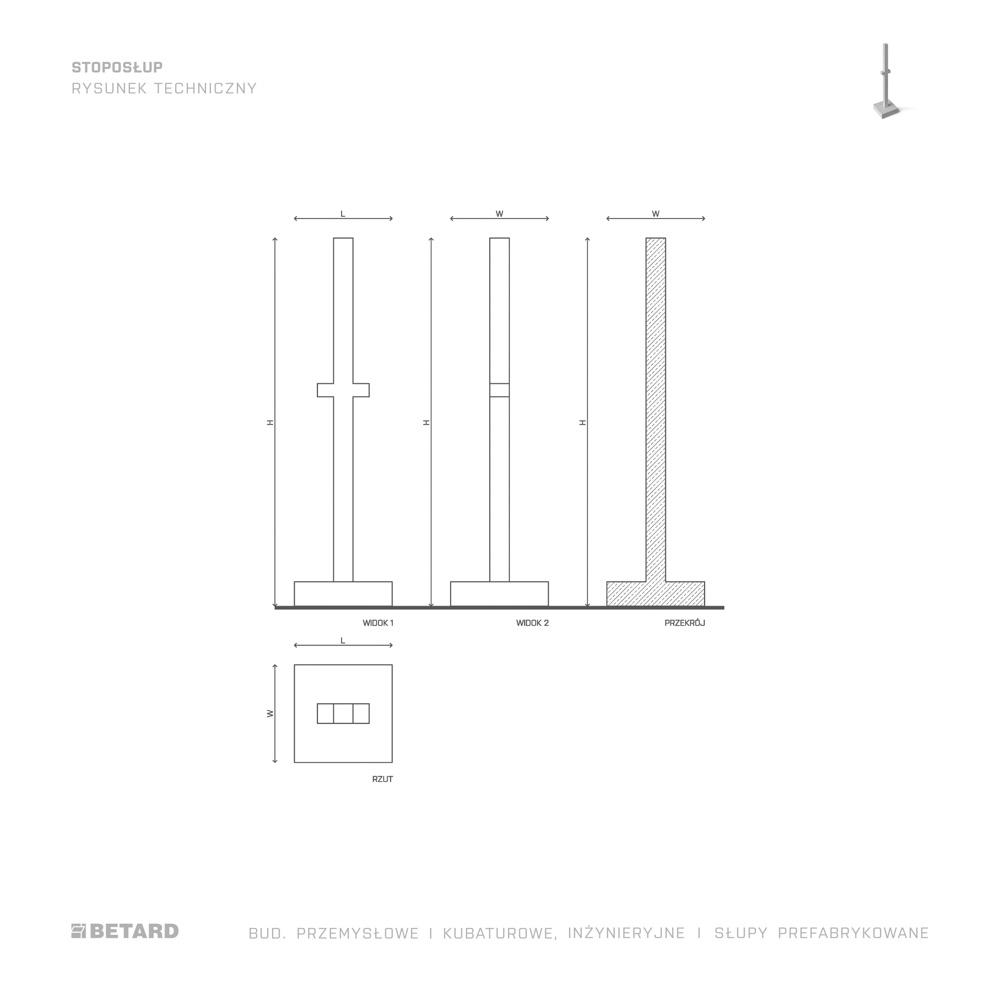 Stoposłup żelbetowy - rzut