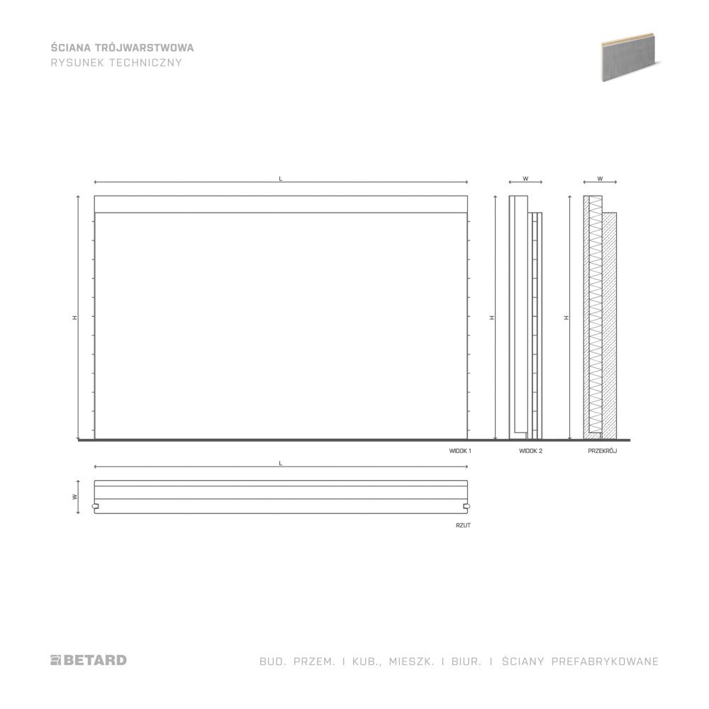 Ściana trójwarstwowa - rzut