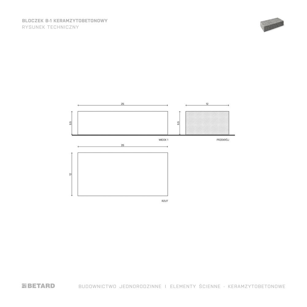 Bloczek B1 keramzytobetonowy rzut