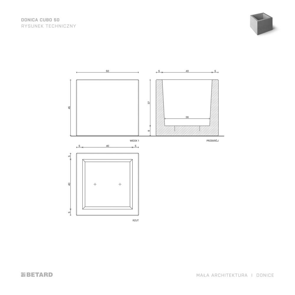 Betonowa Donica Cubo 50 rzut produktu