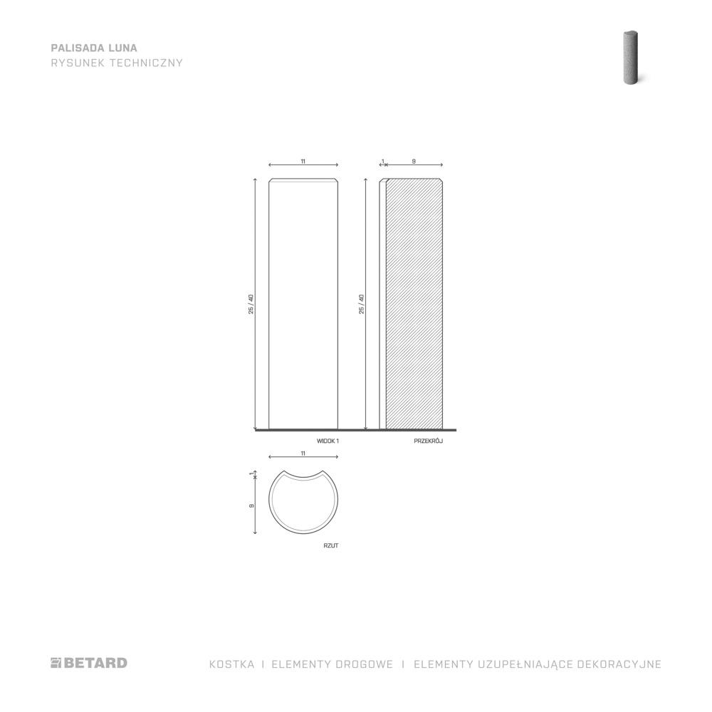 Betonowa Palisada Luna rzut produktu